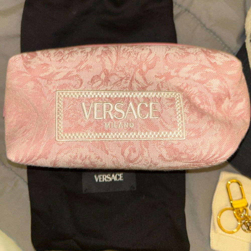 Versace Pink Paisley Pouch NWT